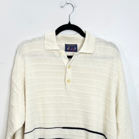 Vintage Blu E BLU Italy cream navy nautical stripe wool blend sweater M - Picture 4 of 11